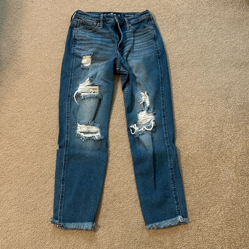 Hollister distressed high-rise mom jeans